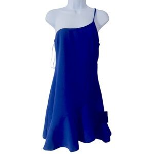 Lulu's Blue Asymmetrical One Shoulder Cocktail Dress New Medium
